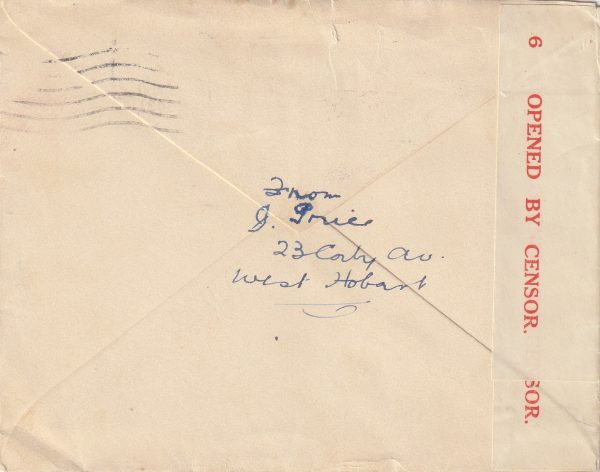 1943 AUSTRALIA - GB..CENSORED in TASMANIA.. [22919] - Image 2