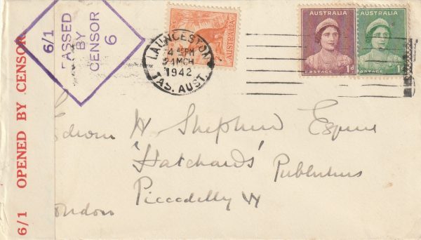 1942  AUSTRALIA - GB..LAUNCESTON