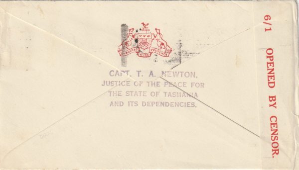 1942  AUSTRALIA - GB..LAUNCESTON, TASMANIA CENSOR.. [22924] - Image 2