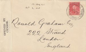 1940  AUSTRALIA - GB..1940 LAUNCESTON 8 DOT LABEL..