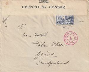 1940  CYPRUS - SWITZERLAND..WW2 CENSORED