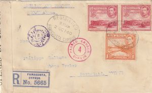 1940  CYPRUS - EGYPT..WW2 REGISTERED CENSORED.. [22940]