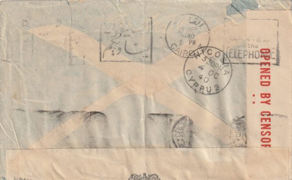 1940  AUSTRALIA - CYPRUS - GREECE .. CENSORED. CYPRUS, GREECE & by BRITISH.. [22944] - Image 2