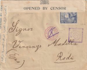 1940  CYPRUS - GREECE (AEGEAN Is. RHODES ..WW2 CENSORSHIP via EGYPT..