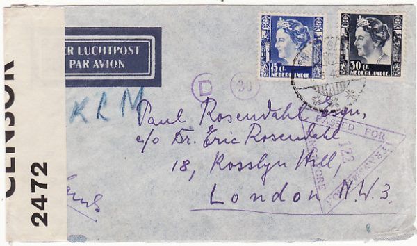 NED.EAST.INDIES.-GB [WW2 AIRMAIL & DOUBLE CENSORSHIP]