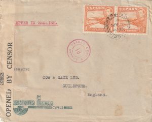 1941 CYPRUS - GB..WW2 CENSORS SMALL ARMS LABEL …