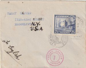 1940  CYPRUS - USA..WW2 CENSORSHIP..