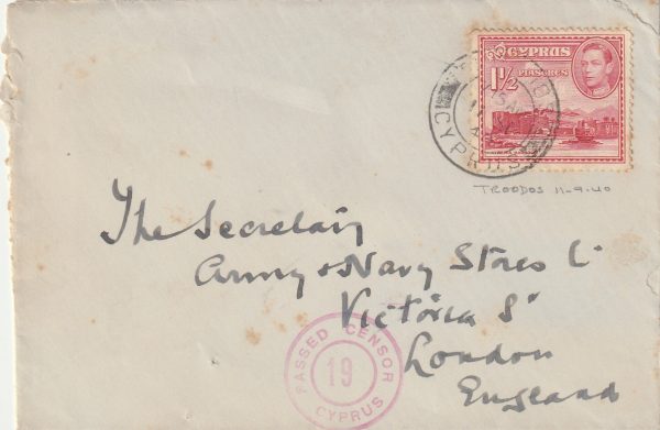 1940 CYPRUS - GB..WW2 CENSORED ..