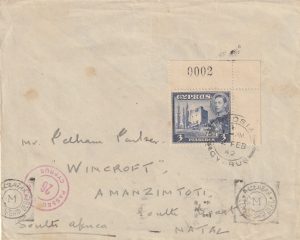 1942 CYPRUS - SOUTH AFRICA (ZULULAND