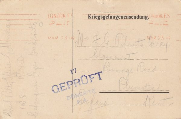 1916 GERMANY - GB..R.N.D HAWKE BATT ..POW