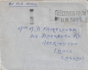 1941  GIBRALTAR - GB..NAVAL FORCE "H" AIR FEE PAID..