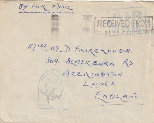 1941  GIBRALTAR - GB..NAVAL FORCE "H" AIR FEE PAID..