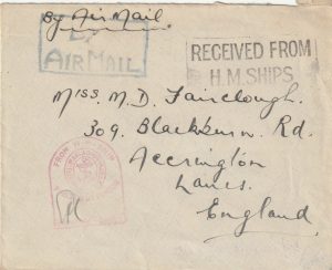 1941  GIBRALTAR - GB..NAVAL FORCE "H" AIR FEE PAID..
