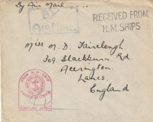 1941  GIBRALTAR - GB..NAVAL FORCE "H" AIR FEE PAID..