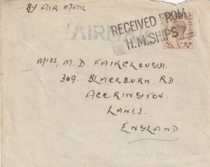 1941  GIBRALTAR - GB..NAVAL FORCE "H" AIR FEE PAID..