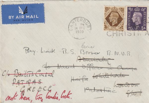 1939 GB - PALESTINE - GB - GREECE - CRETE..WW2 RE-DIRECTED..
