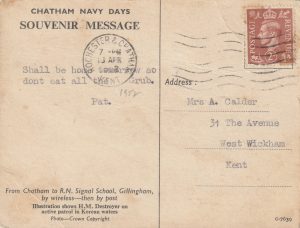1952  GB..CHATHAM NAVY DAYS-SOUVENIR MESSAGE..