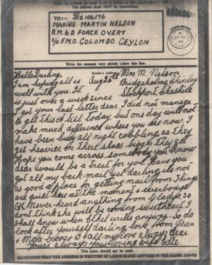 1943  GB - CEYLON..ROYAL MARINES..FORCE OVERT..