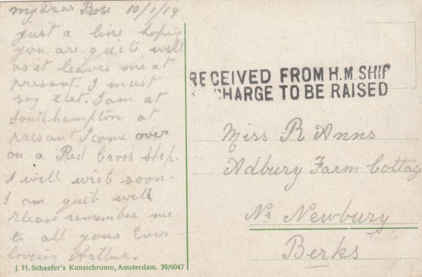1919  NETHERLANDS - GB…R.N. DIV. RELEASED POW..
