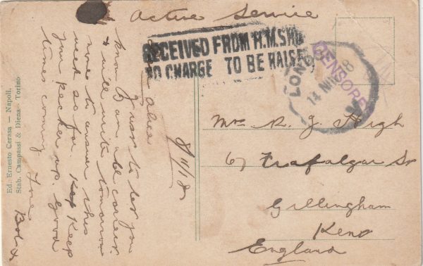 1918  ITALY - GB…WW1 NAVAL MAIL..