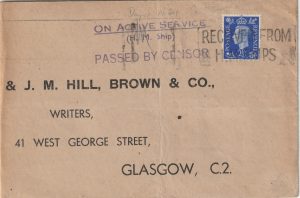 1940 - 1945  GREAT BRITAIN…NAVAL CENSORSHIP..