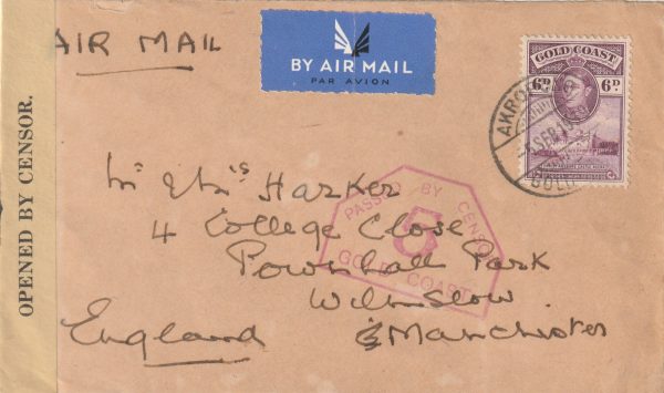 1939 GOLD COAST - GB..EARLY WW2 CENSORED..