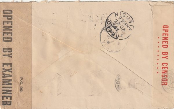 1942  AUSTRALIA - CYPRUS..WW2 TRIPLE CENSORED.. [23047] - Image 2