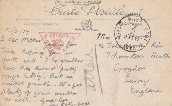 1917 GREECE - GB…180 BDE in SALONICA..