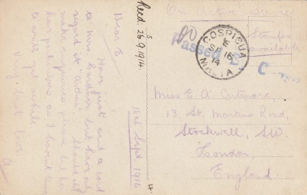 1914 MALTA - GB…EARLY CENSOR FROM CONSPICUA..