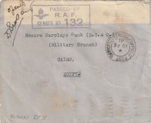 1941 SUDAN - EGYPT..WW2 RAF (R 2) CENSORSHIP