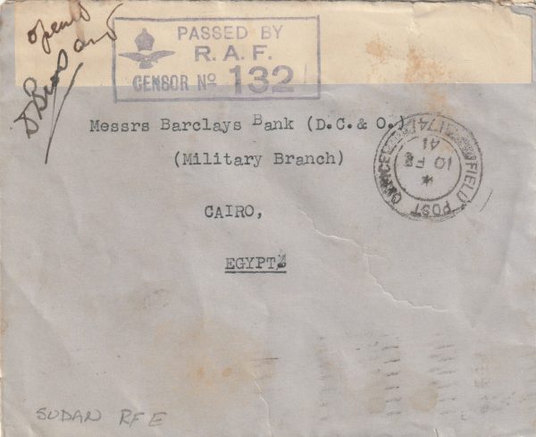 1941 SUDAN - EGYPT..WW2 RAF (R 2) CENSORSHIP