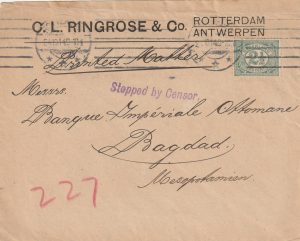 1914 NETHERLANDS - IRAQ…STOPPED BY CENSOR..
