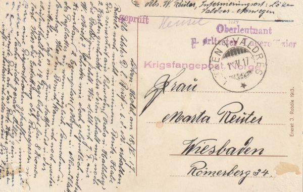 1917  NORWAY - GERMANY..WW1 GERMAN INTERNEE..