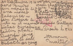 1916 GREECE (SALONIKA) - MALTA..MALTESE CONTINGENT..