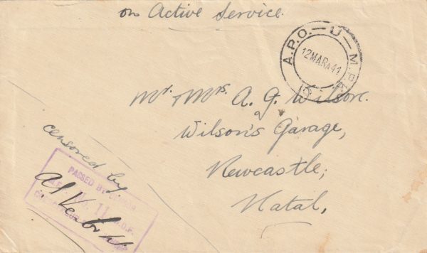 1941 KENYA - SOUTH AFRICA (NATAL)..SOUTH FRICAN FORCES..
