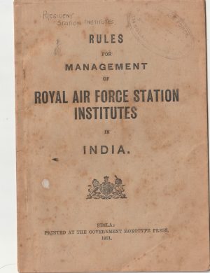 1921 INDIA..RAF STATIONS in INDIA..1921 RULES BOOKLET..