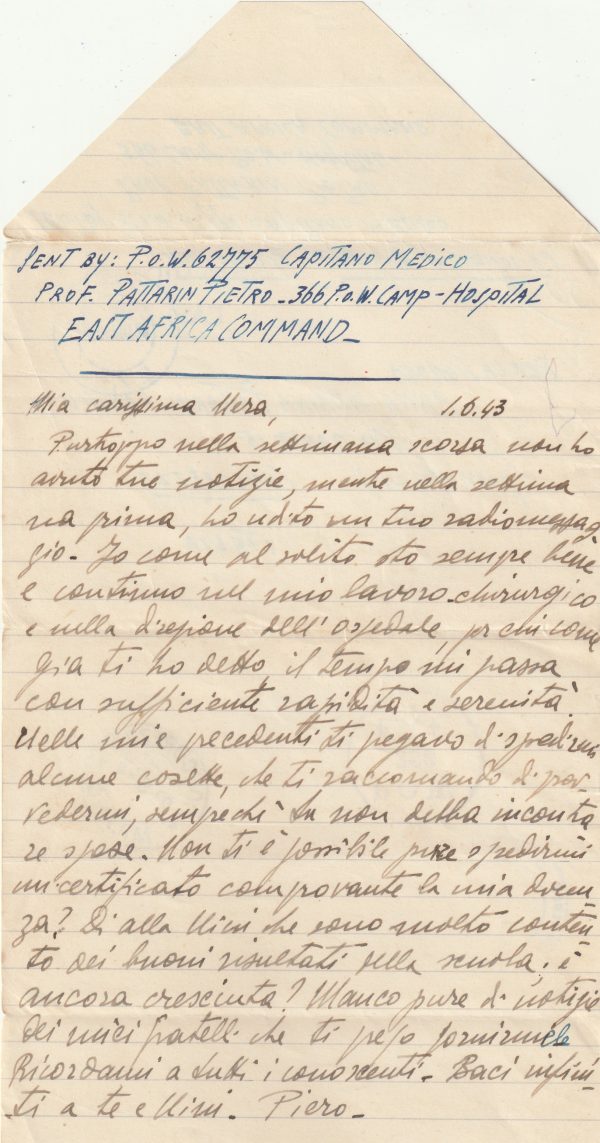 1943 UGANDA - ITALY..WW2 CENSORED FROM CAMP HOSPITAL.. [23068] - Image 2