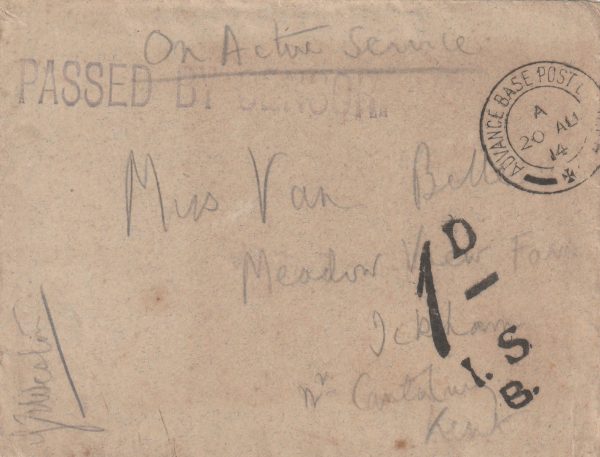 1914 FRANCE - GB..VERY EARLY MAIL & TAXED..