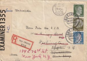 1942 GERMANY -  SWITZERLAND - USA…INTERCEPTED in BERMUDA..