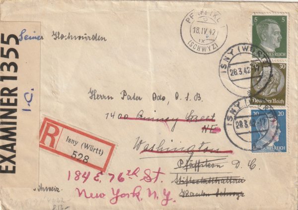 1942 GERMANY -  SWITZERLAND - USA…INTERCEPTED in BERMUDA..
