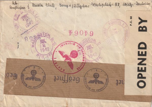 1942 GERMANY -  SWITZERLAND - USA…INTERCEPTED in BERMUDA.. [23083] - Image 2