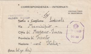 1945  RHODESIA - ITALY…No 5  INTERNMENT CAMP