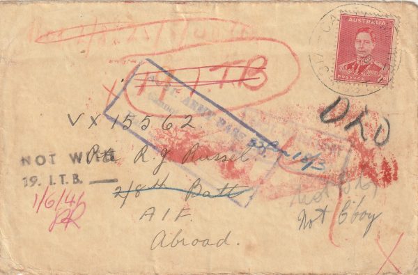 1940 AUSTRALIA-PALESTINE..NOT WITH UNIT..DLO..RETURNED..