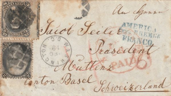 1867 USA - SWITZERLAND..TRANS ATLANTIC MAIL..
