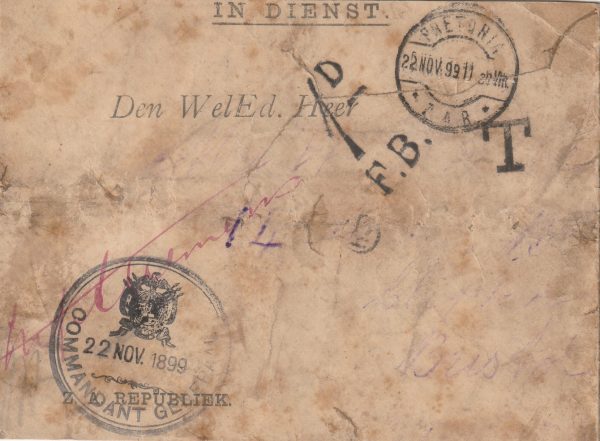 1899 SOUTH AFRICA (PRETORIA) - GB..POW HELD BY BOERS..