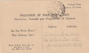 1944 ALGERIA - ITALY..USA PRINTED PRISONER of WAR CARD..