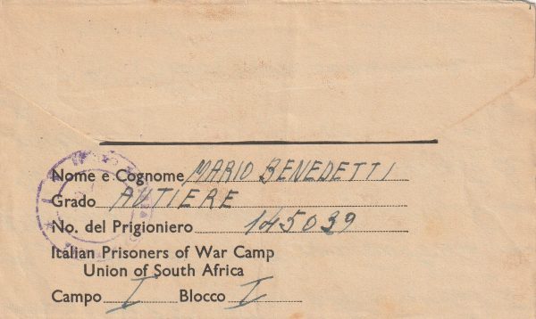 1943 SOUTH AFRICA - ITALY…WW2 ITALIAN POW.. [23102] - Image 2