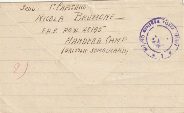 1943 BRITISH SOMALILAND - ITALY…WW2 MANDERA POW CAMP.. [23108] - Image 2