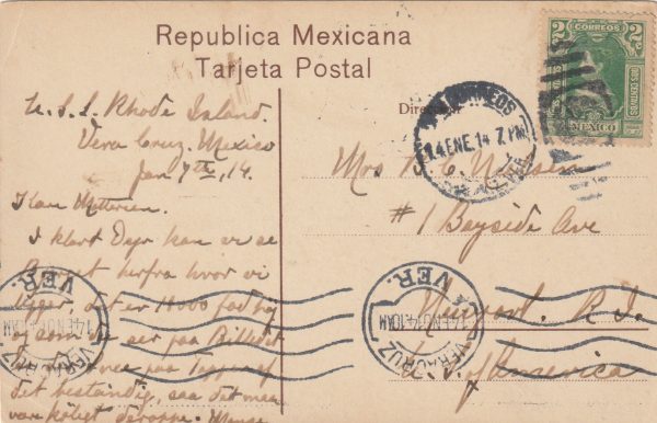 1914 MEXICO - USA…U.S.S. RHODE ISLAND PATROLING VERA CRUZ..