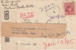 1944 CANADA.. WW2-JAPANESE CANADIAN INTERNEE/RELOCATEE-CENSORED..
